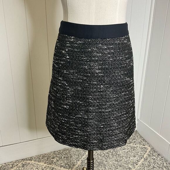 Banana Republic Womens 12 Tweed Mini Skirt Black White Lined Pencil Straight NWT - Picture 1 of 11